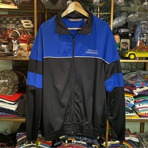 Vintage Perry Ellis Track Suit Black Blue Athletic Fit Size XL Active Sportswear